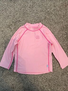 i play. Girls Light Pink Long-Sleeve Rashguard with Dark Pink Stitching